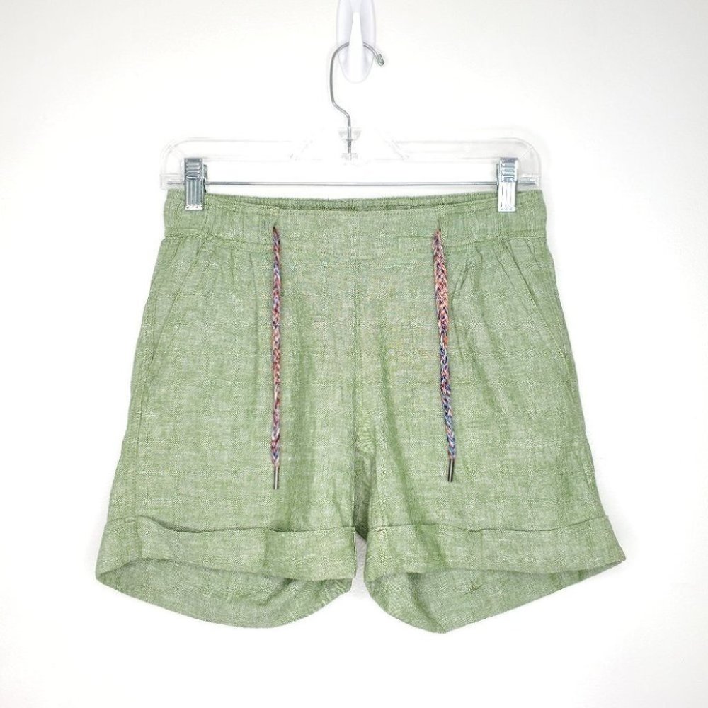 Woolrich Green Linen Cotton Blend Breathable Summer Pull-On Shorts Size XS